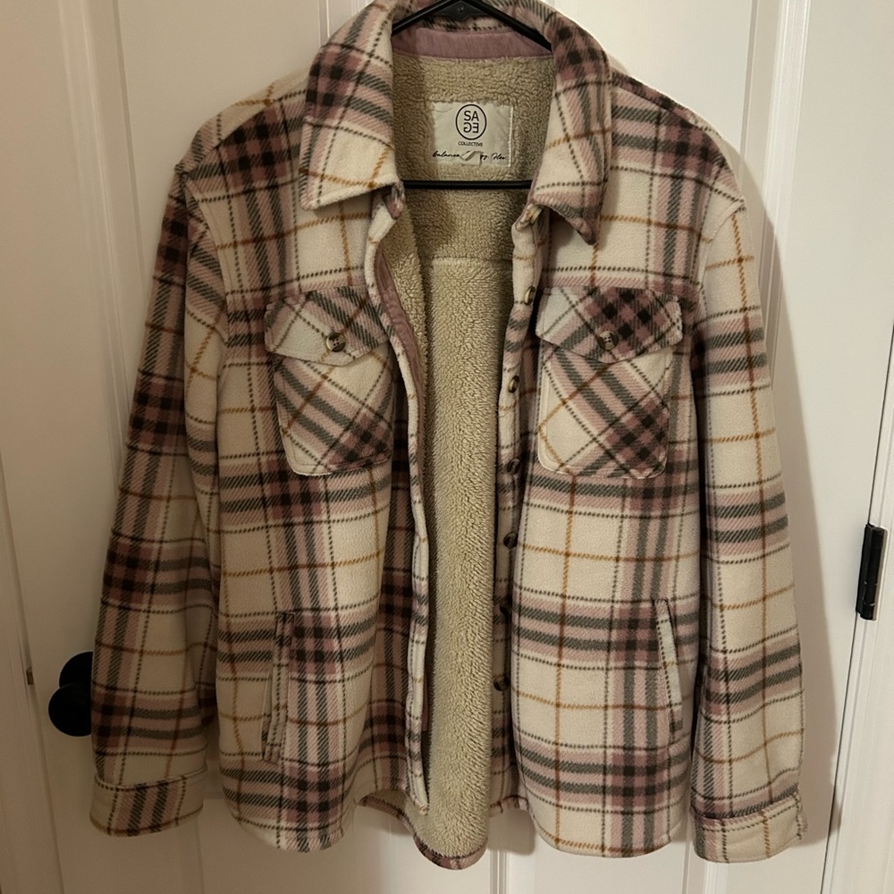 Plaid Sherpa-Lined Jacket
